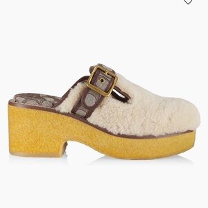 Coach Women's Shearling Clogs with Brown Accents